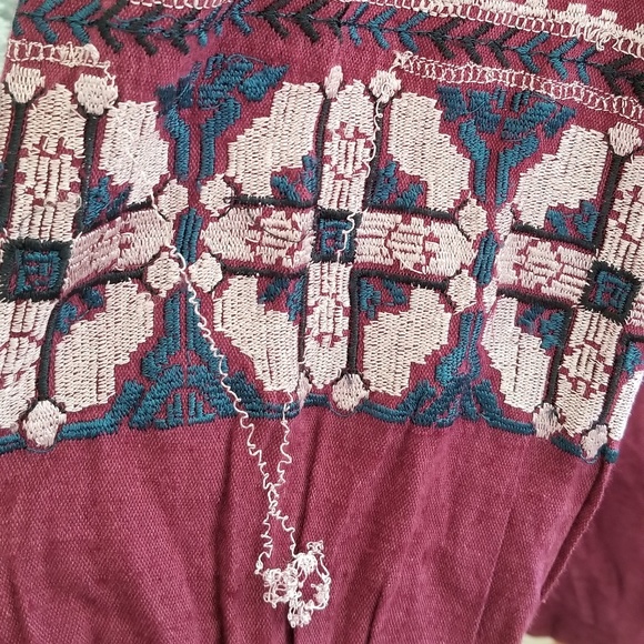 💚Free People All MyLife Embroidered Smocke Wine M - Picture 4 of 4